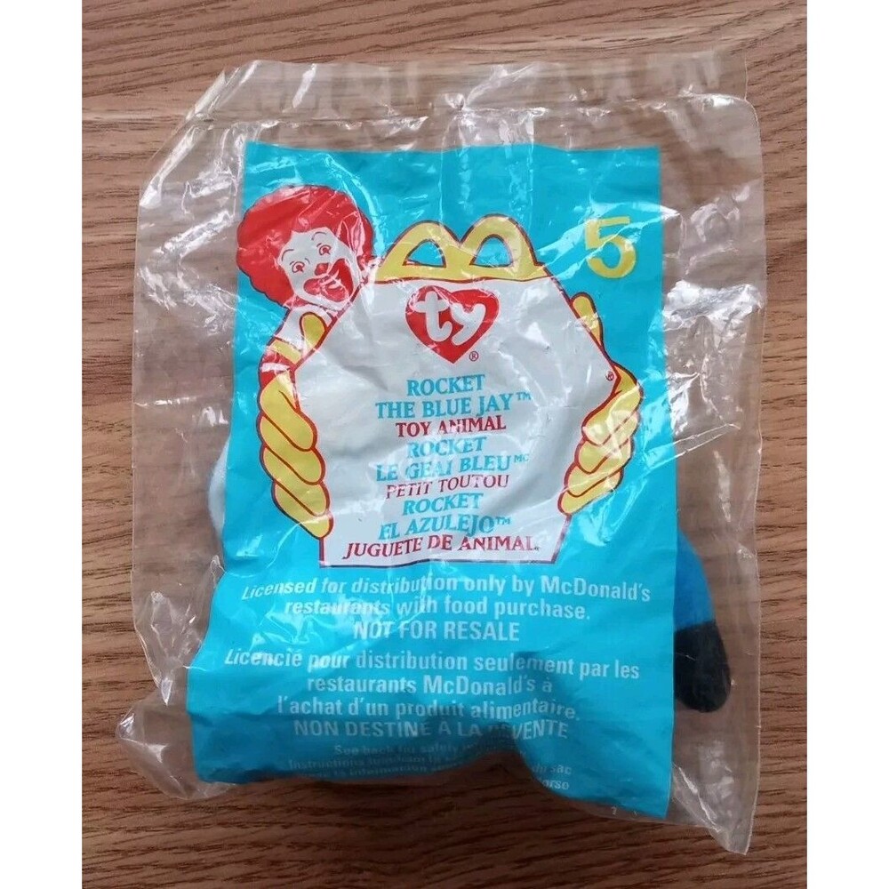 McDonald's Happy Meal Toy TY Teenie Beanie Baby Rocket the Blue Jay #5 NEW